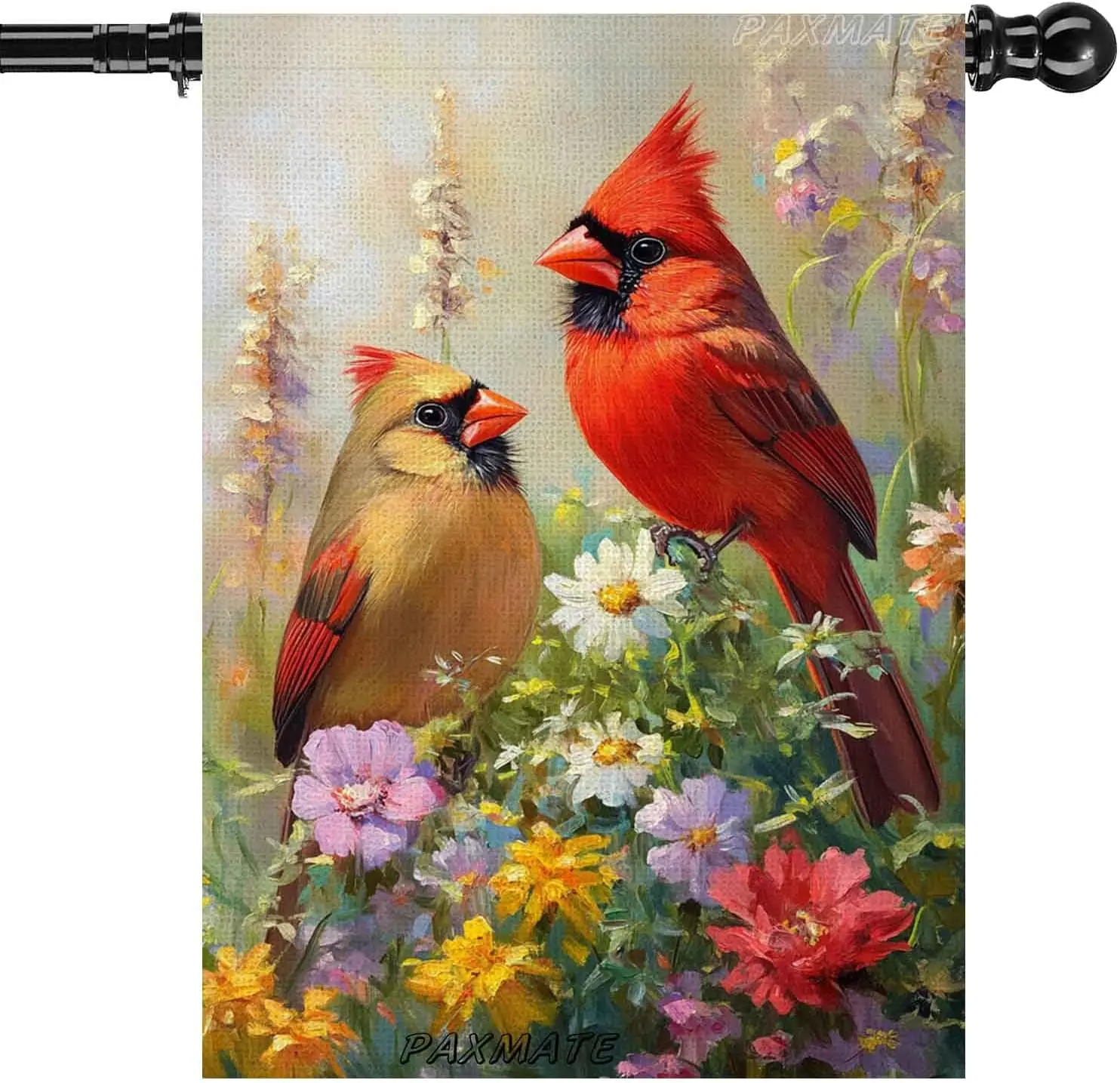 Spring Cardinal Bird House Flag 28x40 Inch Double Sided Burlap Outdoor Flag Flowers Summer Garden Flag for Holiday Outdoor O uui