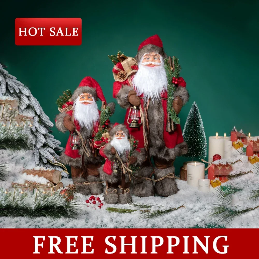 30cm 45cm 60cm Santa Claus 2024 Xmas Decor for Home Christmas Gift  Navidad Party Ornaments Standing Santa Decoration Kids Gift