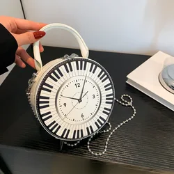 Women Shoulder Bag Creative Round Bag 2024 Cute Clock Shape Crossbody Bag Women's Chain Small Handbag