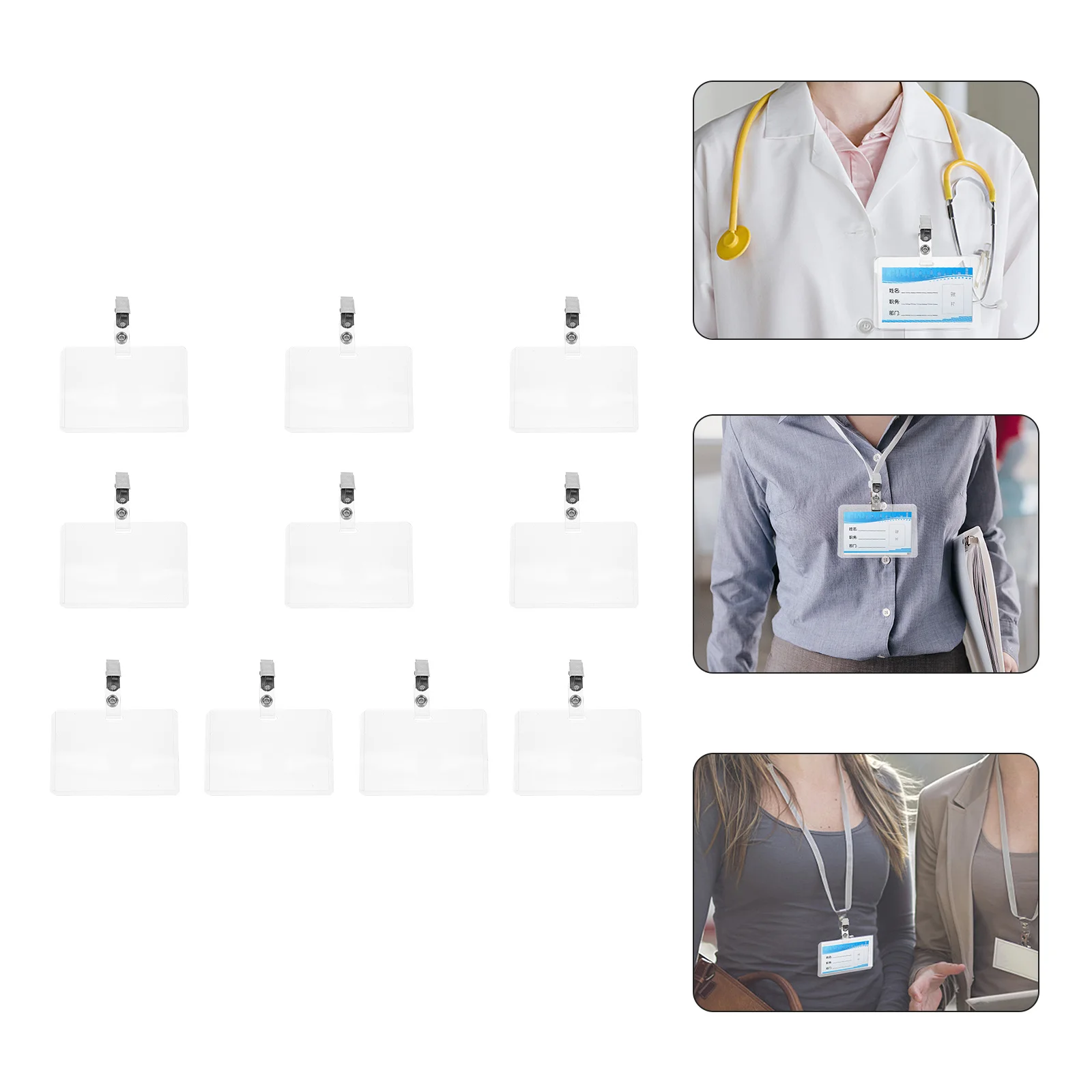 

10Sets Waterproof Transparent Clear Id Card Badge Holders Protective Covers Work Permit Cards Holder for Business