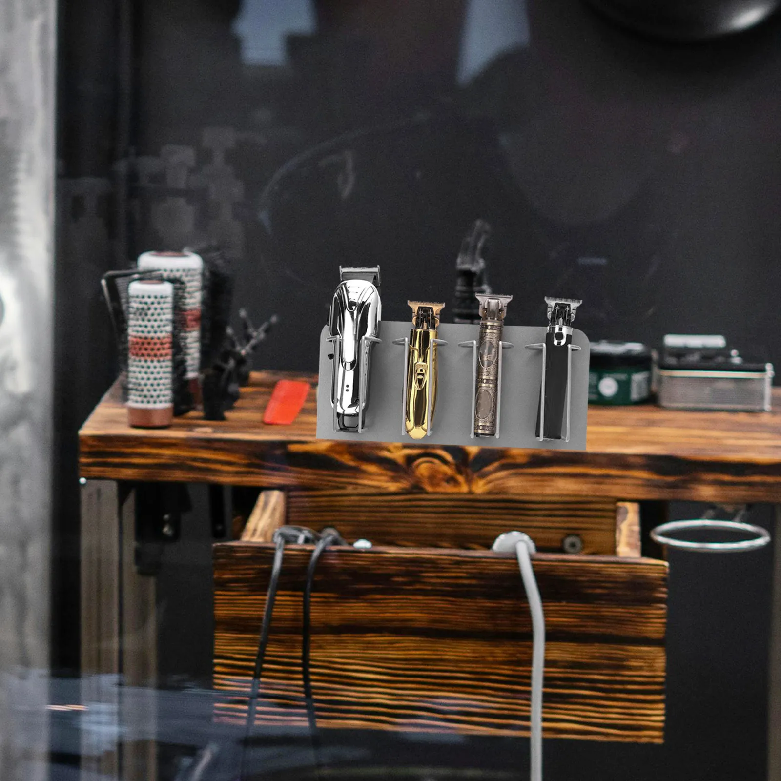 

Подставка для электрической машинки для стрижки волос из нержавеющей стали, настольный органайзер для парикмахерских инструментов, держатель для триммера, подставка для парикмахера