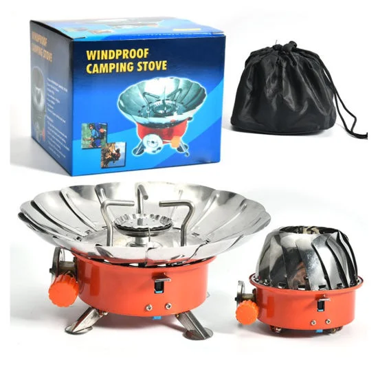 Ultralight Camping Stove Portable Mini Outdoor Folding Metal Camping Gas Stove Cooker Windproof Furnace Burner