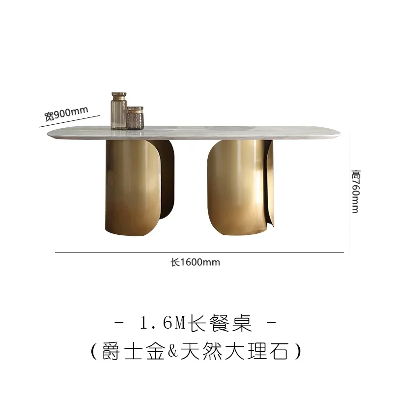 Marble Rectangular Villa High-End round Hong Kong-Style Light Luxury Dining Table