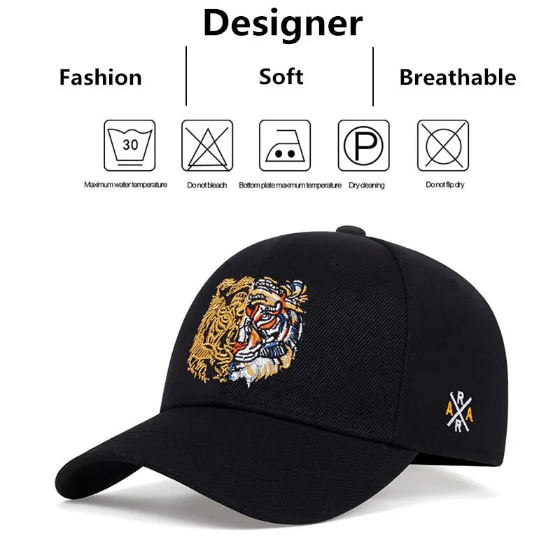 Unisex Animal Tiger Embroidery Baseball Caps Spring and Summer Outdoor Adjustable Casual Hats Sunscreen Hat