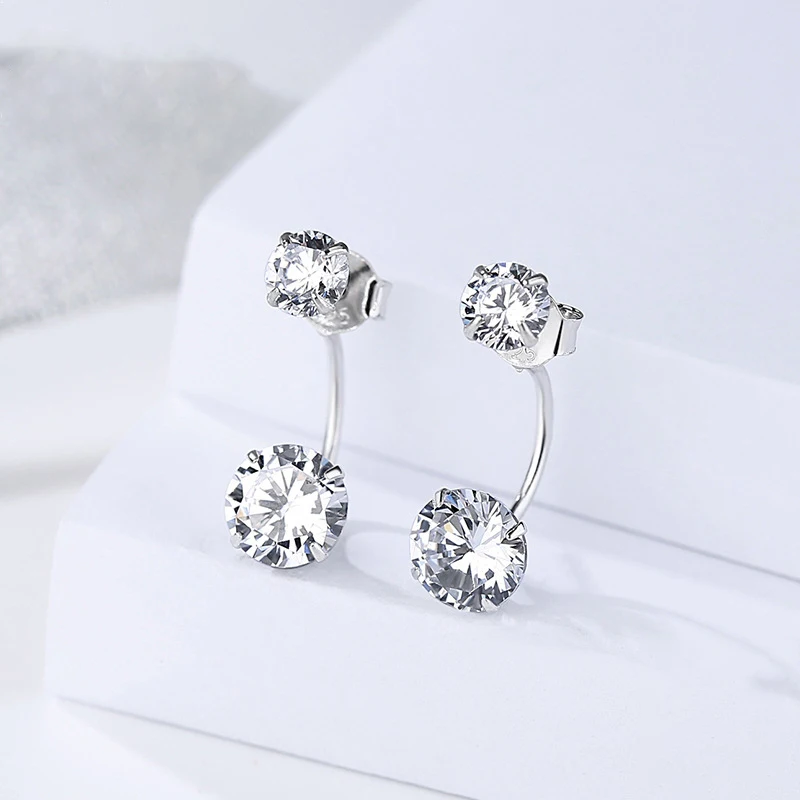 MODIAN Earrings 2021 925 Sterling Silver Clear Cubic Zirconia Ear Jacket for Women Wedding Statement Crystal Fashion Jewelry