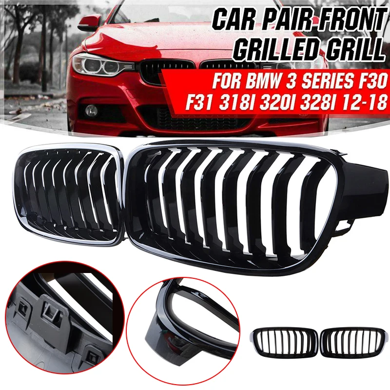 Rhyming Fit For BMW 3Series F30 F31 F35 2012-2019 Sedan Front Kidney Grill Chrome Plating Racing Grille Original Car Accessories