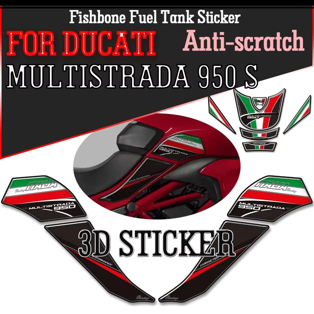 

Motorcycle For Ducati MULTISTRADA 950 S 950S Tank Pad 3D Stickers Grips Gas Fuel Oil Kit Knee Protector Decals