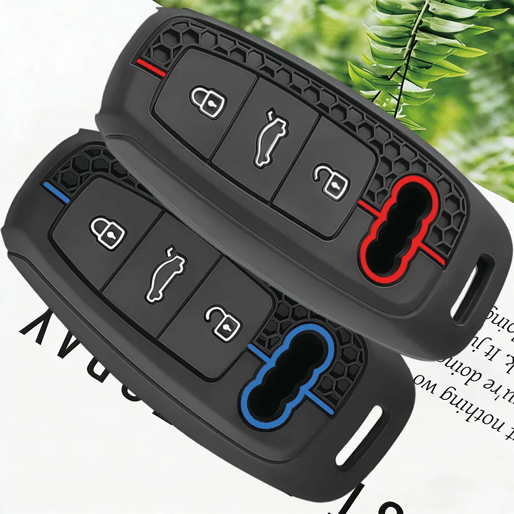 Premium Soft Silicone Car Key Case Cover For Audi A3 8Y A4 A6 A7 A8 E-tron Q5 Q8 C8 D5 Auto Protection Shell Holder Accessories