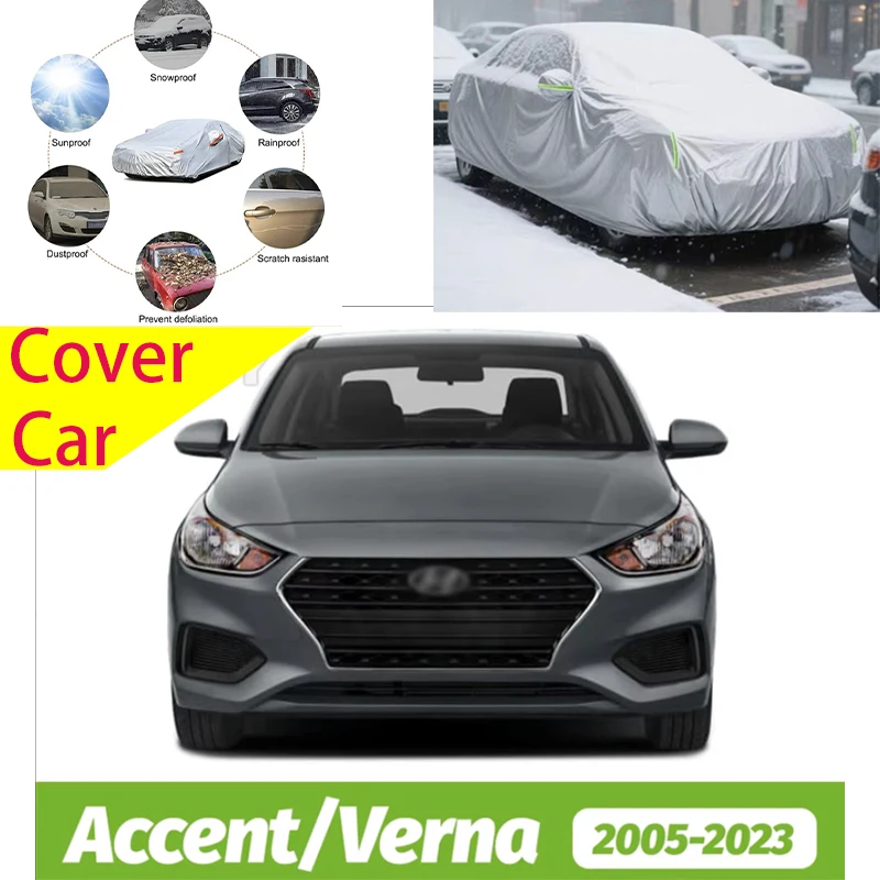 

Для Hyundai Accent Verna 2005-2023 2015, полные автомобильные чехлы, уличные солнцезащитные, защита от УФ-лучей, снега, пыли, ткань Оксфорд, аксессуары
