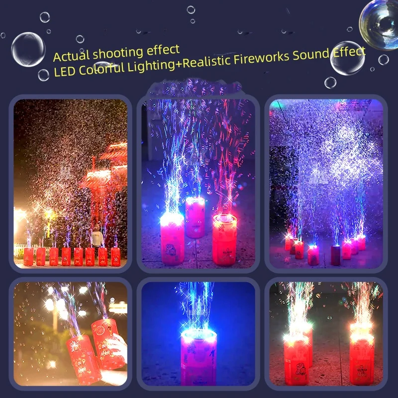 Máquina de burbujas de fuegos artificiales de 20-26 agujeros, soplador de burbujas en el suelo, aterrizaje automático electrónico, regalo del Festival de Primavera, juguetes de Año Nuevo