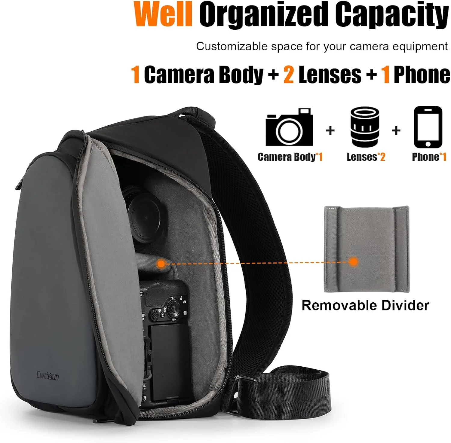 Waterproof Camera Shoulder Bag, Small Single-Lens Reflex/Mirrorless Pocket Camera Bag for Oblique Photography