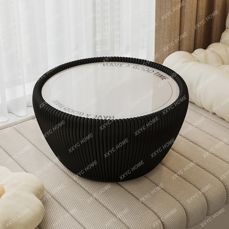 

Cream wind bay window coffee table bedroom balcony round glass small table tatami low table