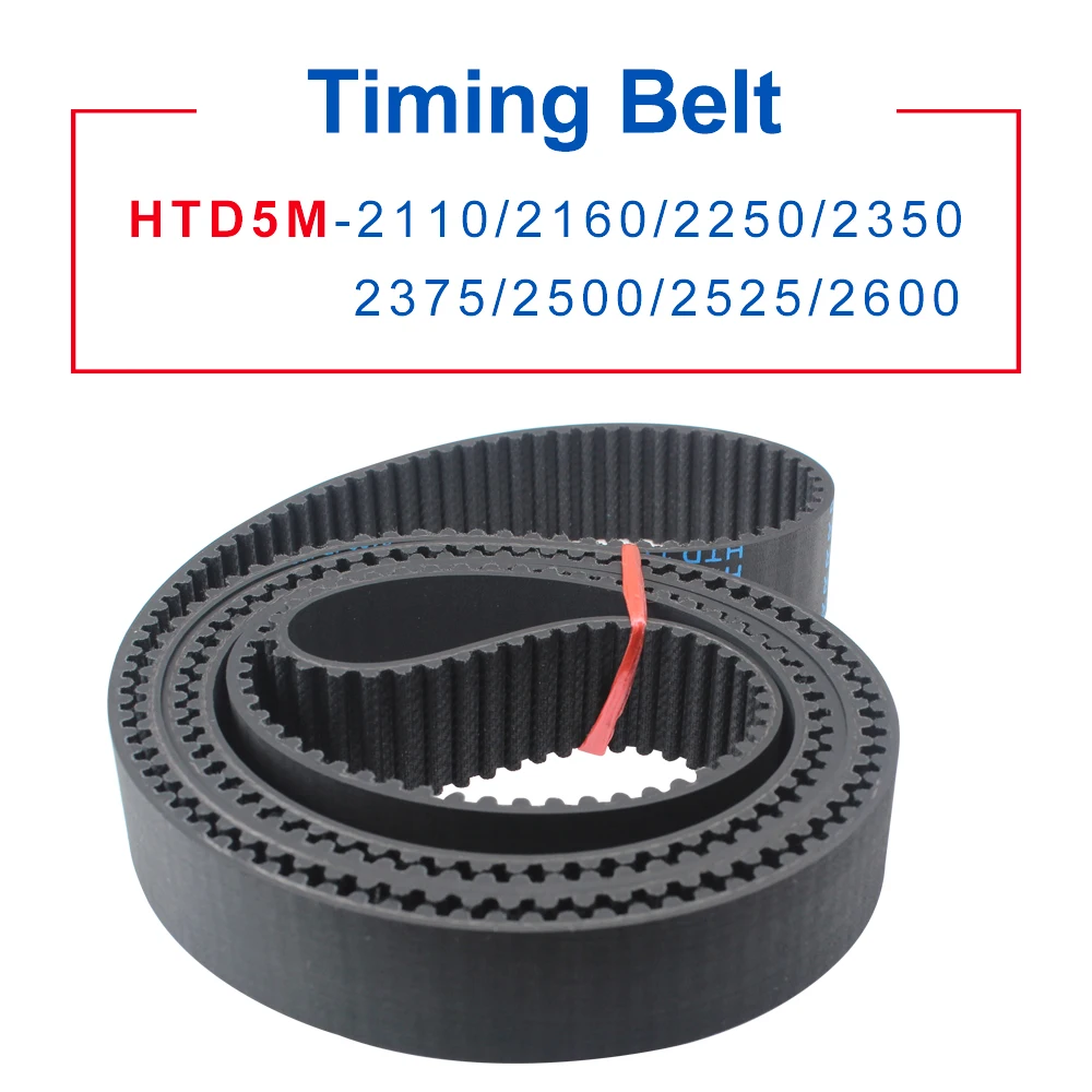 Timing Belt HTD5M 2110/2160/2250/2350/2375/2500/2525/2600 Circle-arc Teeth Rubber Belt Width 15/20/25/30 mm Teeth Pitch 5mm