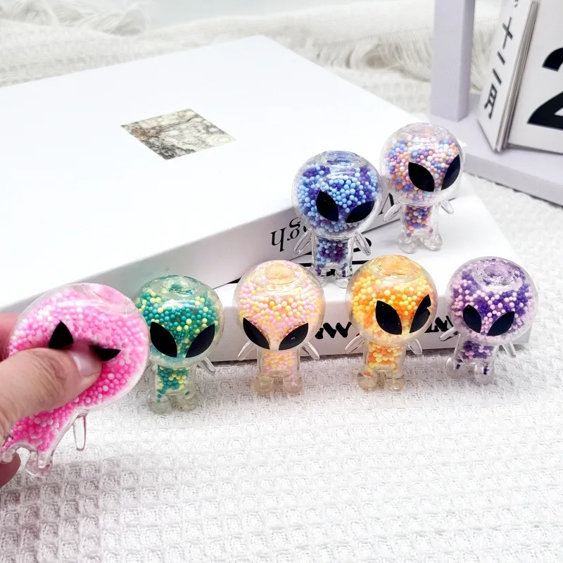 1-6Pcs Mini Squishy Alien Toys Alien Squeeze Toy Stress Relief Toy for Party Favors Funny Outer Space Creature Balls Fidget Toy