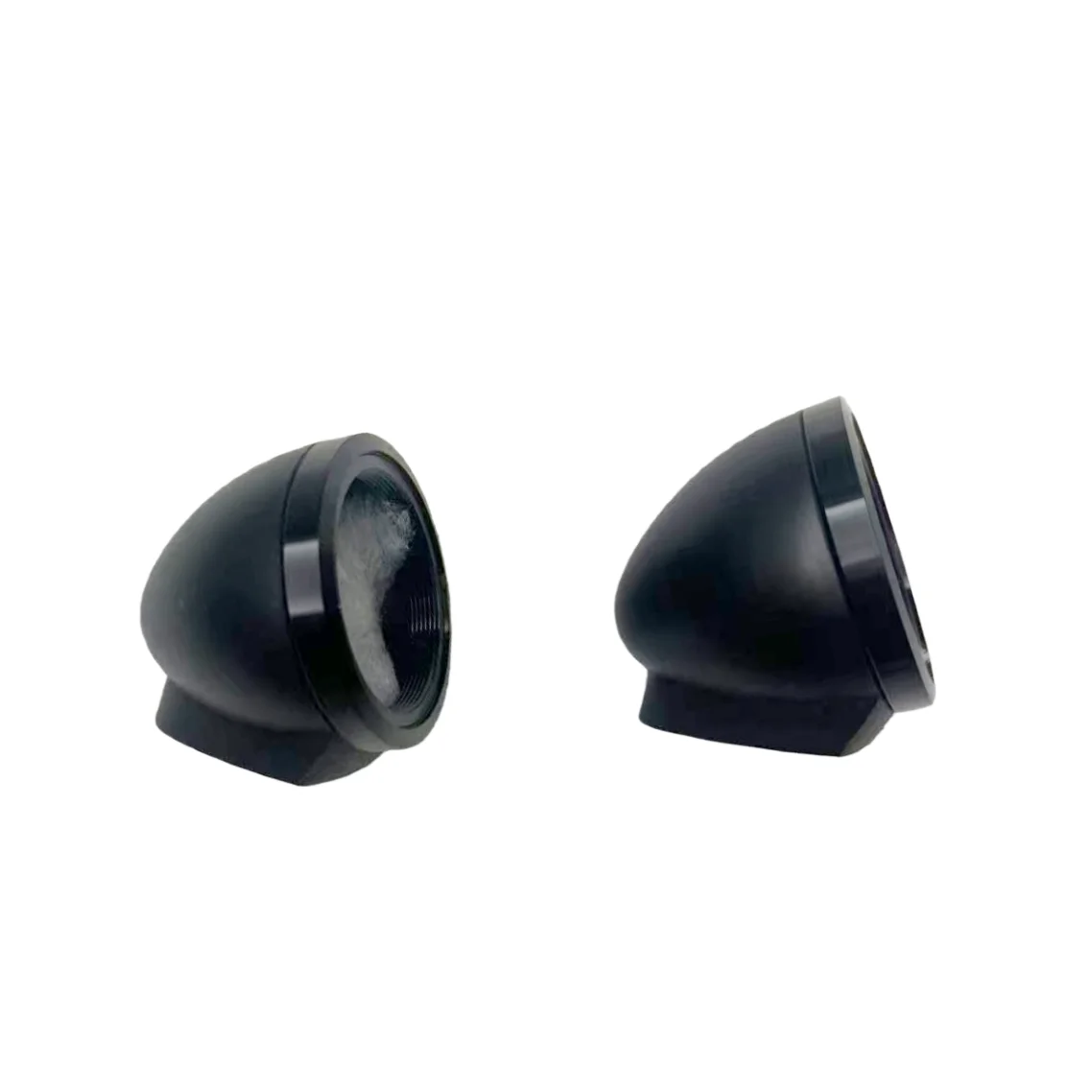 A pair of 1.5-inch modified bracket shells, used for mounting the car audio conversion speaker on the dashboard.