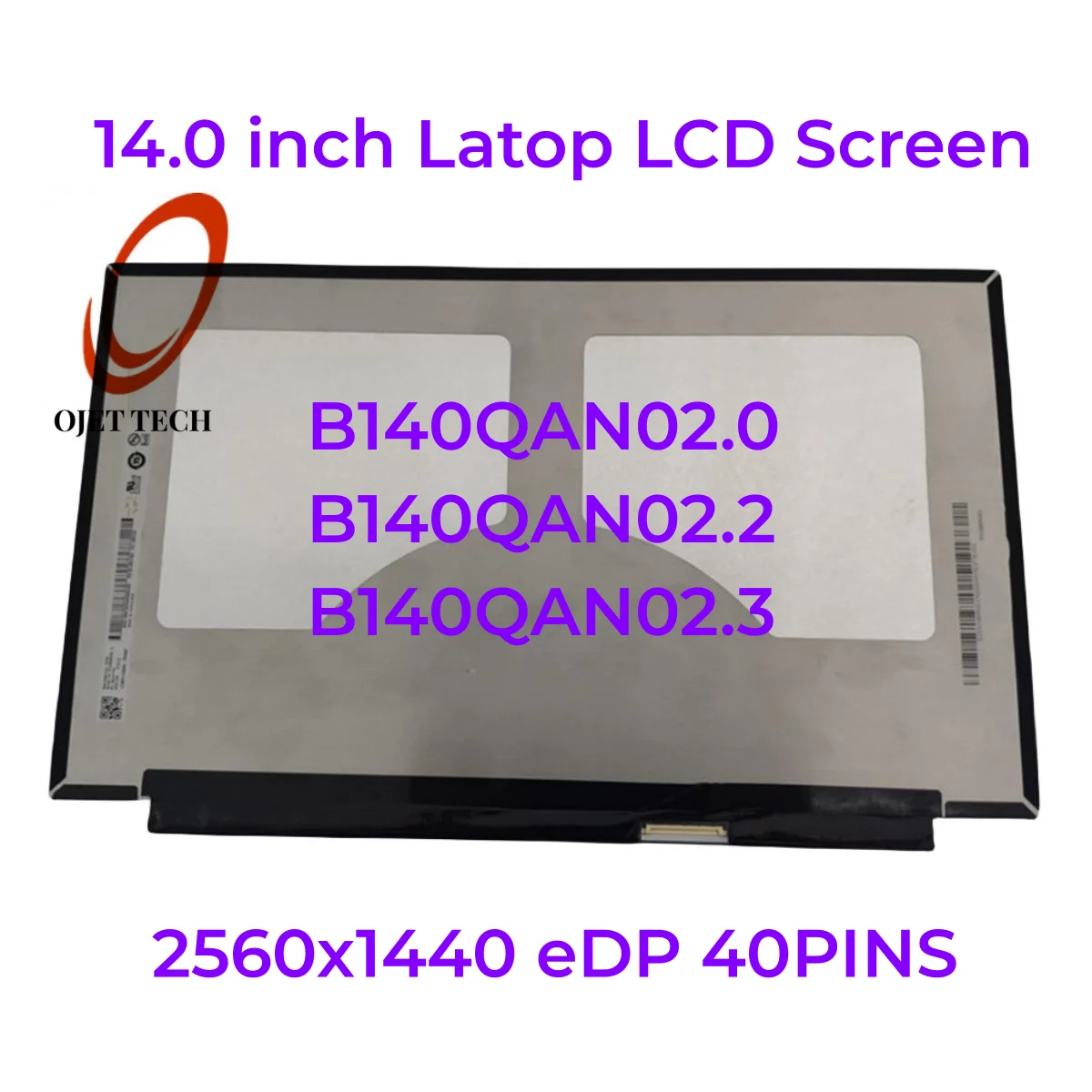 Tela de Exibição Led sem Toque Matriz Original 140 B140qan02.0 B140qan02.2 B140qan02.3 2560×1440 Edp 40 Pinos