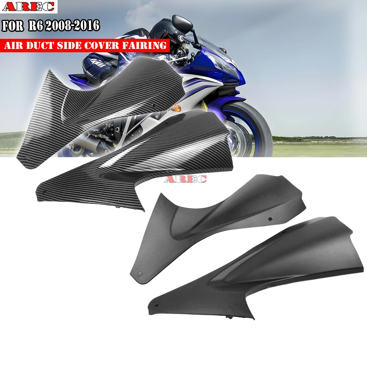 

Узор из углеродного волокна и матовый черный обтекатель мотоцикла, боковая крышка воздуховода, боковая крышка воздуховода для Yamaha YZF R6 08-2016