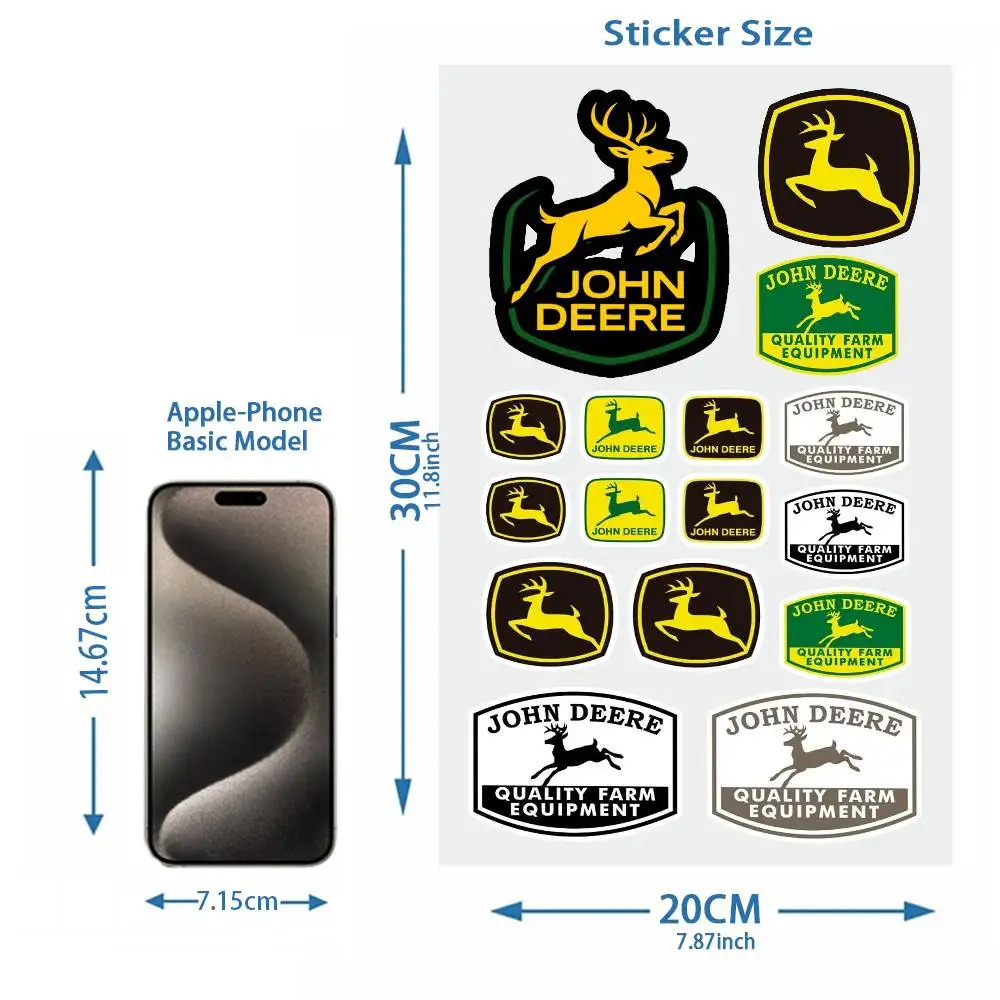 Farm Tractor & Wildlife Vinyl Stickers, Green Yellow Shield Graphic Decals, Multi-purpose Decor for Truck, Toolbox, Luggage