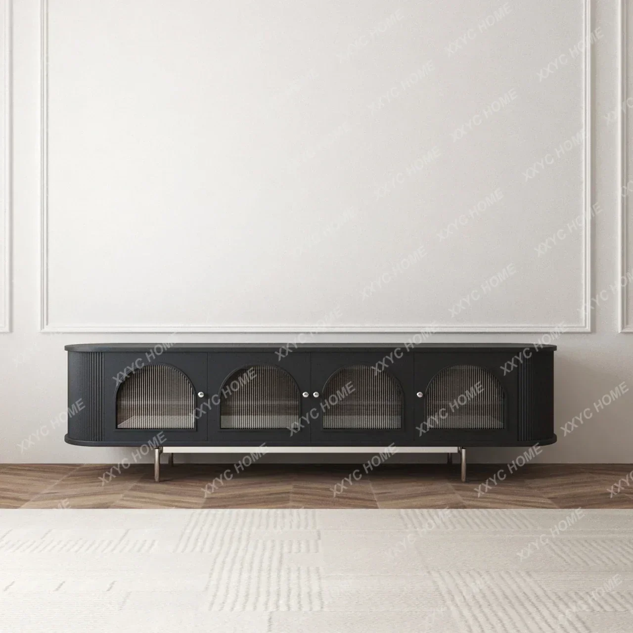 DV  Solid wood TV cabinet  cream Changhong glass stainless steel