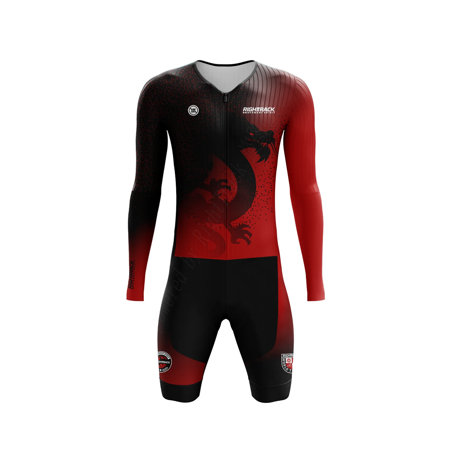 

MEN'S Triathlon Trisuit World Championship Long Sleeve Dragon Skinsuit RIGHTTRACK Swimming Cycling Running Competition Appare