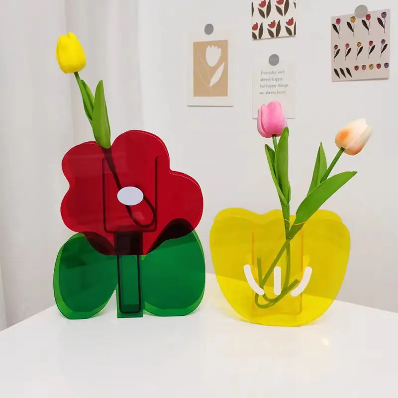 

Valentines Day Mothers Day Gift Transparent Acrylic Vase Flower Holder Minimalist Art Decor