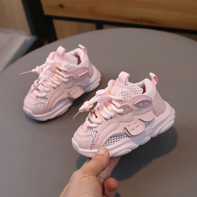 Summer Baby Shoes Fashion Design 1-3 Years Toddler Sneakers Little Kids Casual Sport Shoes Baby Boy Girl Shoes Beige, Pink