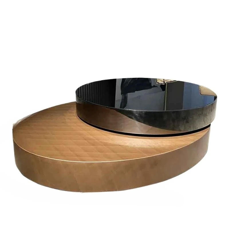 

Rotatable coffee table, living room modern minimalist tempered glass tea table combination household