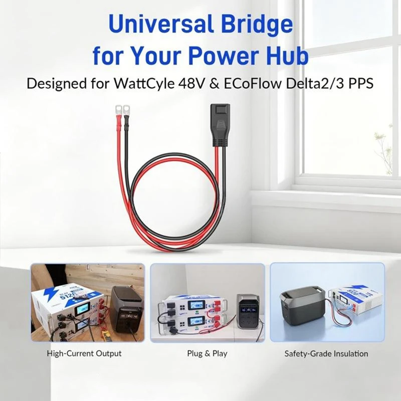 Super Sale 1.5M Extension Cable 50A 8AWG Battery Connection Cable for WattCyle 48V & ECoFlow Delta2/3 PPS Extension Adapter Cabl