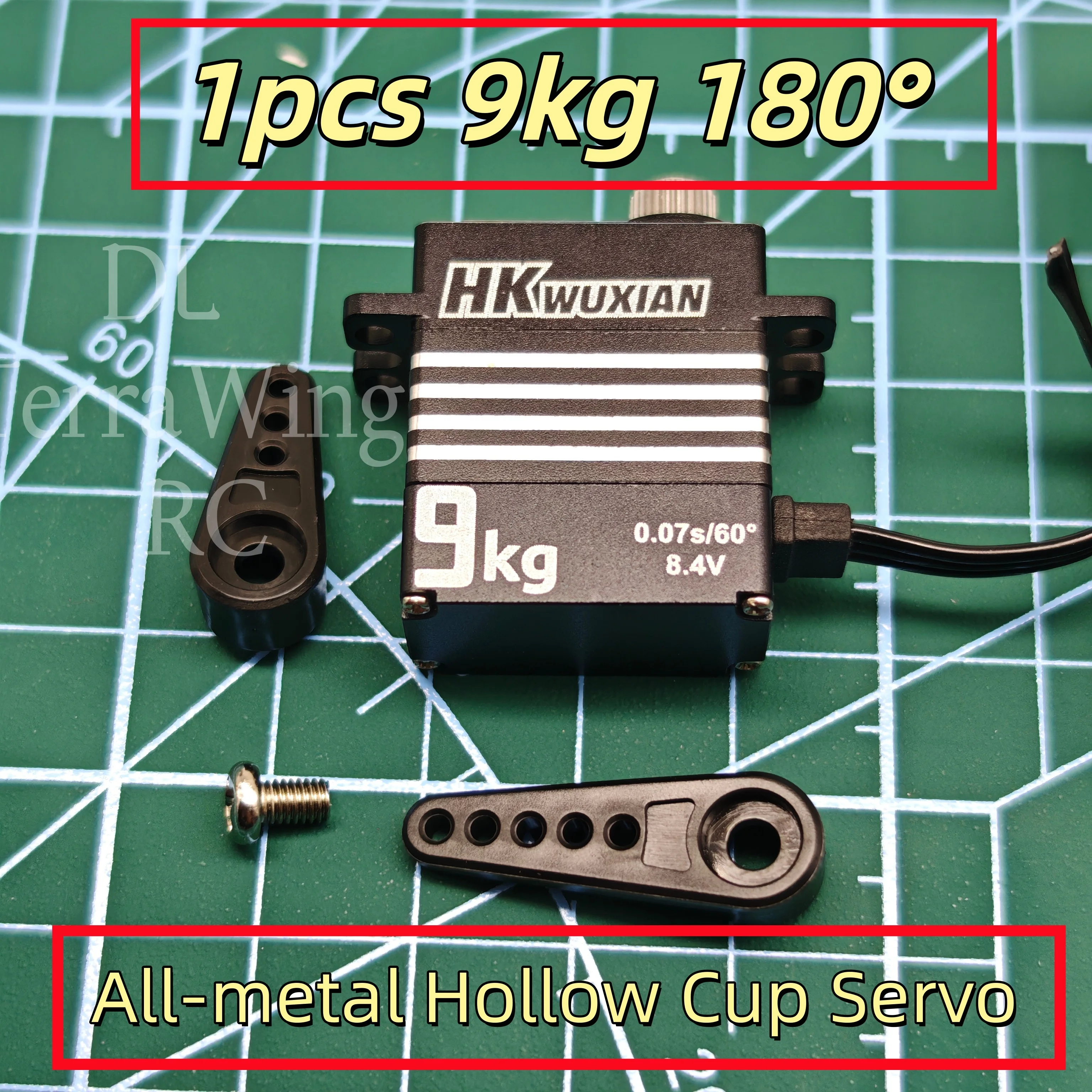 Servo 9kg 180 °   Servo à coupe creuse tout en métal, réponse rapide pour voitures et Robots RC, avions, avions à voilure fixe pour RC 1/18