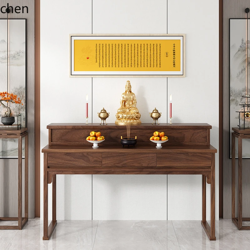 

ZMLsolid wood shrine table incense table household double-layer Buddha Buddhist hall Gongtai table Buddhist platform