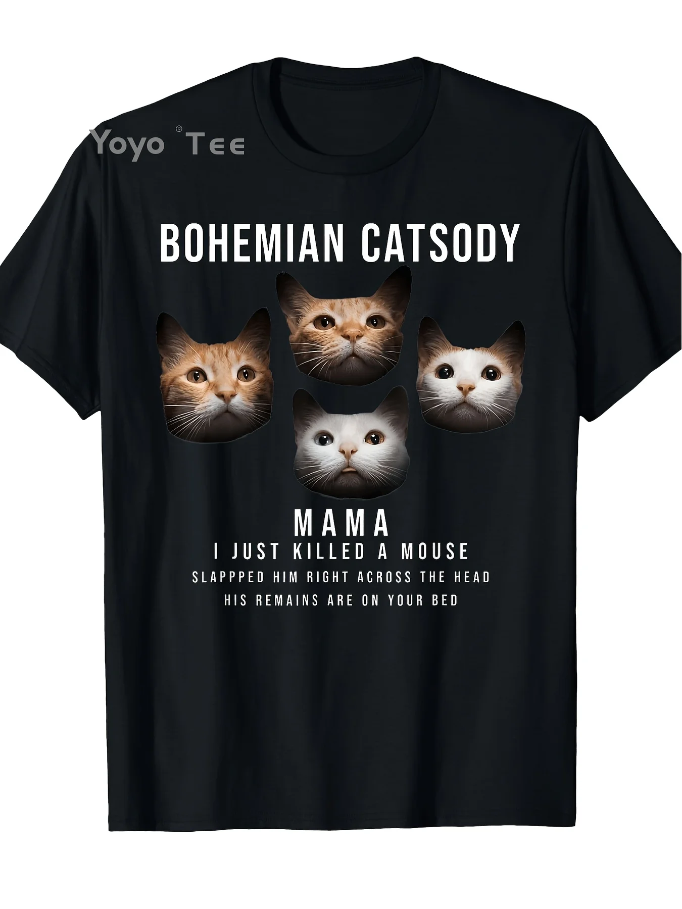 Men's & Women's Bohemian Catsody Mama Mouse Funny Cat Lover T-Shirt - Casual Round Neck Tee with Cat & Mama Mouse Graphic, Machine Washable Suitable for Daily Wear, - for Cat-Themed Outfits