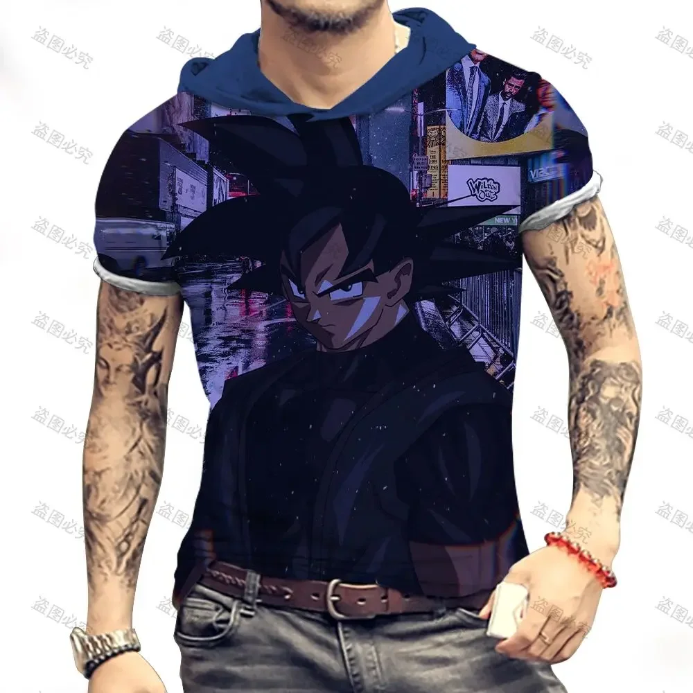 New Men's Hooded T-Shirt Essentials High Quality Dragon Ball Z Trend Goku Tops Y2k Anime T-shirts New T-Shirt 2022 Oversized 3XL