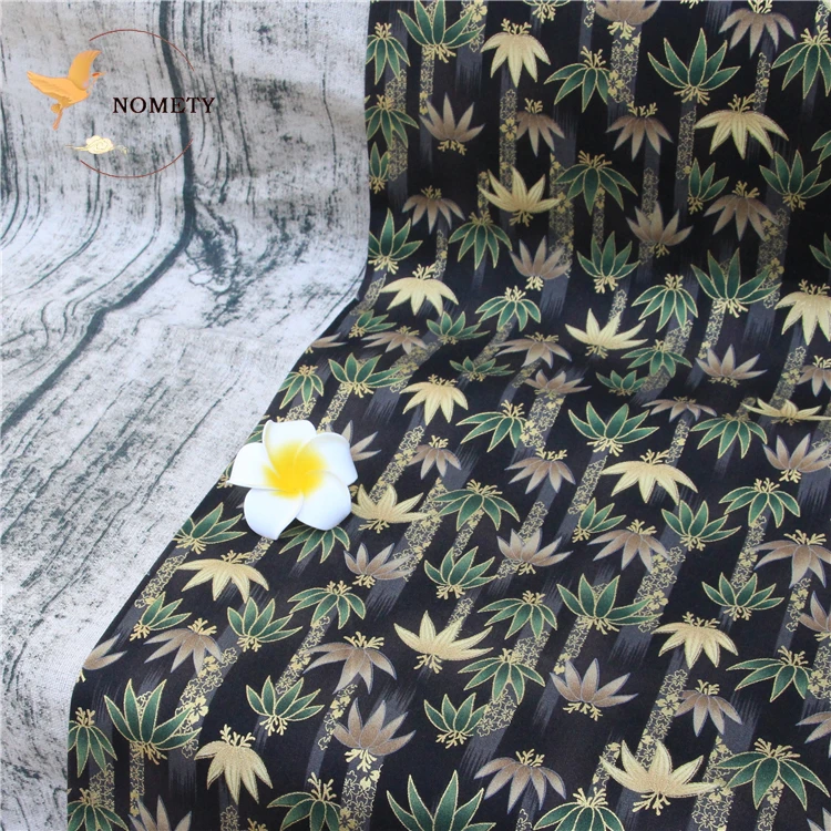 Bronzed Cotton Fabric Plain Printed Bamboo Leaves Patchwork Cloth For Sewing Purses Pillowcase Tablecloth DIY 145*50cm