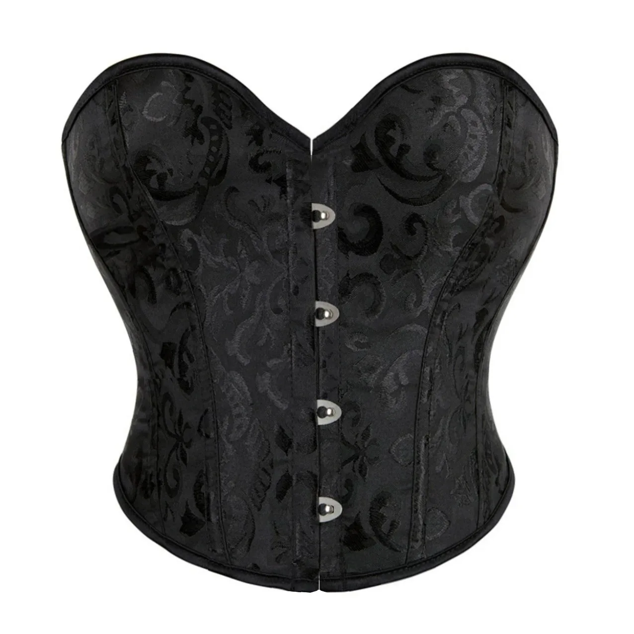 Short Style Overbust Corset Lace Up Plastic Bones Crop Top Korset Women Basques Jacquard Waist Bustier Vest Gothic Costume