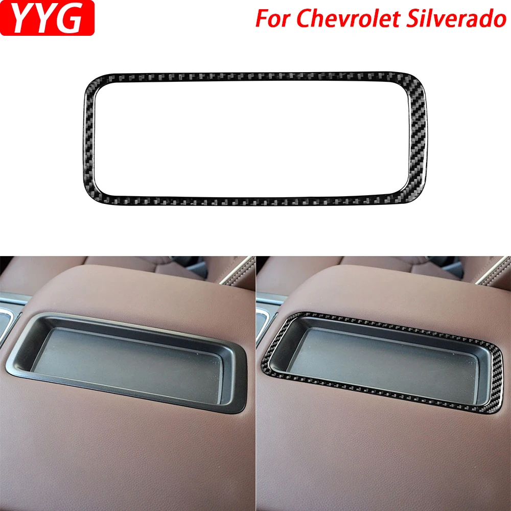 For Chevrolet Silverado 1500 GMC Sierra 1500 2014-2018 Carbon Fiber Central Armrest Storage Box Trim Strip Car Interior Sticker