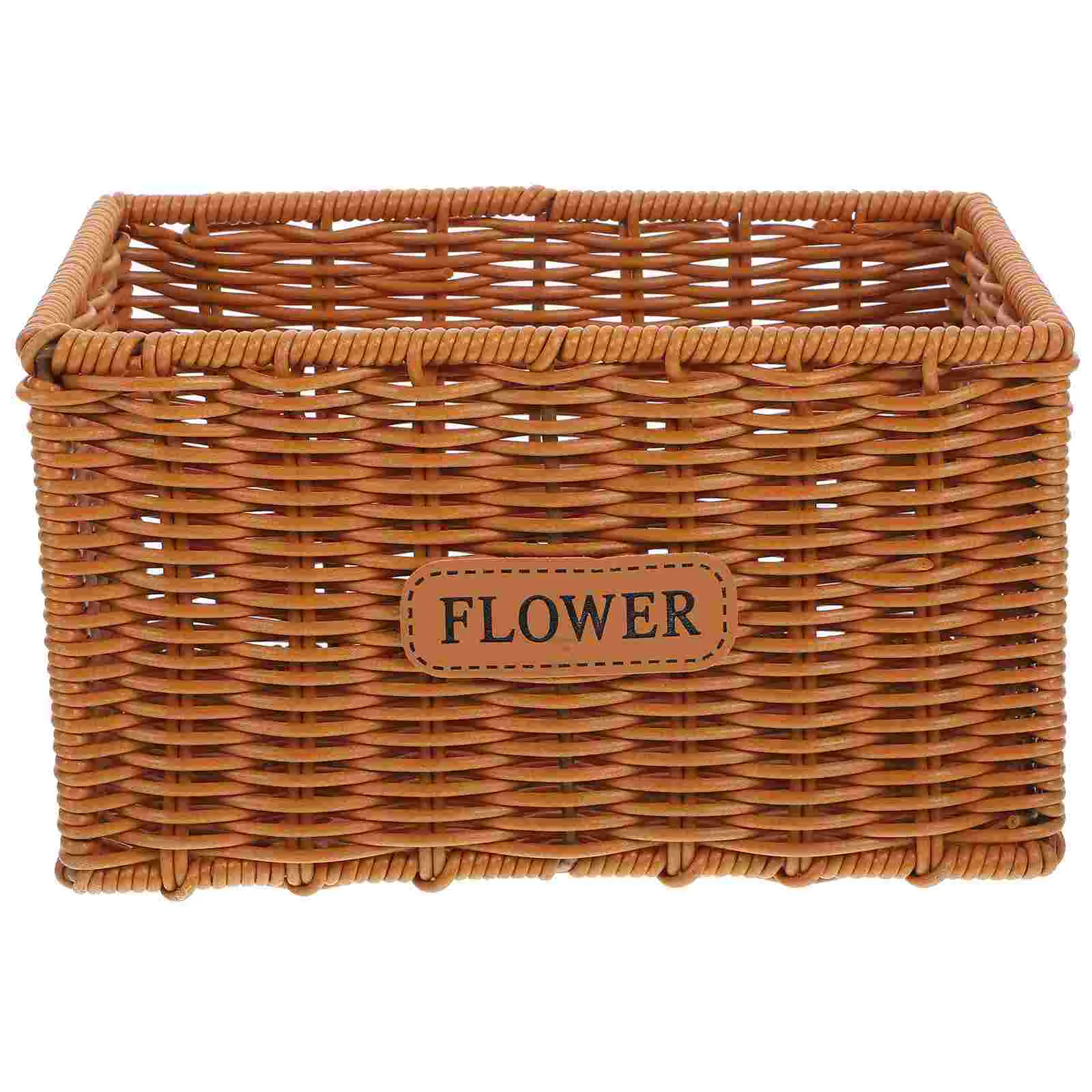 Imitation Rattan Storage Basket Woven Plant Flower Baskets Rural for Planters Indoor Plants