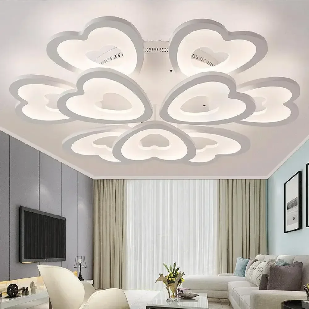 Modern Heart Shape Ceiling Light Nordic Design Creative Home Decoration Acrylic Led Lamp Living Room Dining Bedroom Lampe Salon