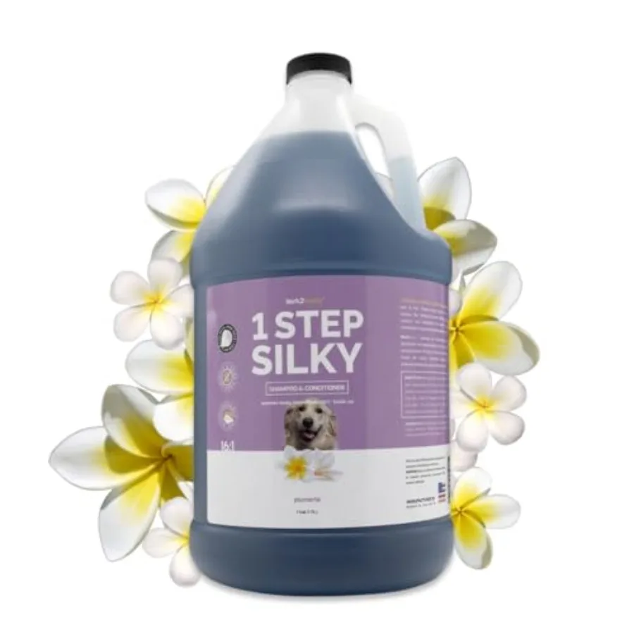 One Step Silky Hundeshampoo und Conditioner, 1 Gallone - Natürliche Inhaltsstoffe, 2-in-1-Formel, 16:1 Konzentration, Entwirrung