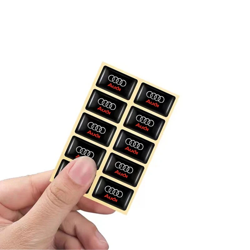 10Pcs Car Styling 3D Emblem Epoxy Decoration Sticker For Audi A1 A2 A3 A4 A5 A6 A7 A8 Q1 Q2 Q3 Q4 Q5 Q6 Q7 Q8 TT RS3 S5 B8 C6 B9