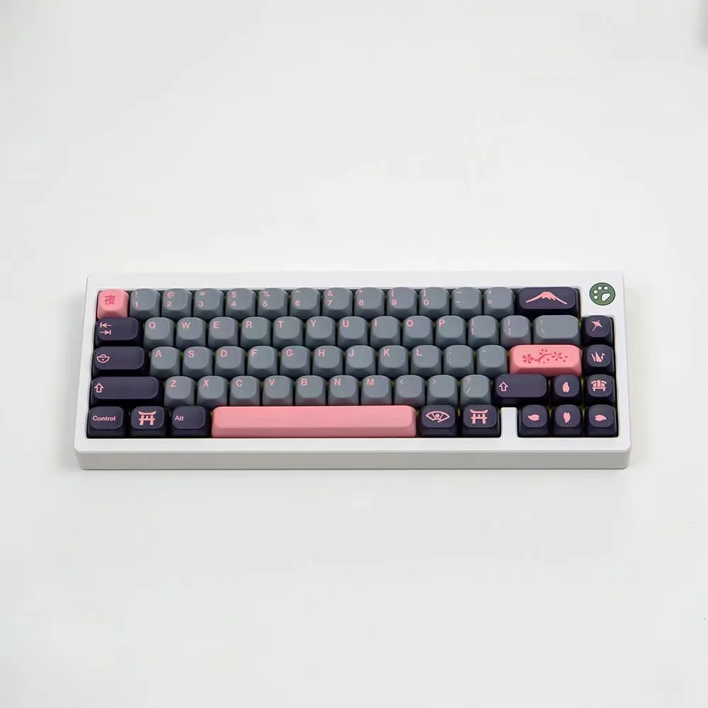 1 Set Night Sakura Keycap KOA Profile PBT Dye Sublimation Similar MOA Keycap For MX Keyboard Keychron Q2 K2 Anne 68 75 96 980