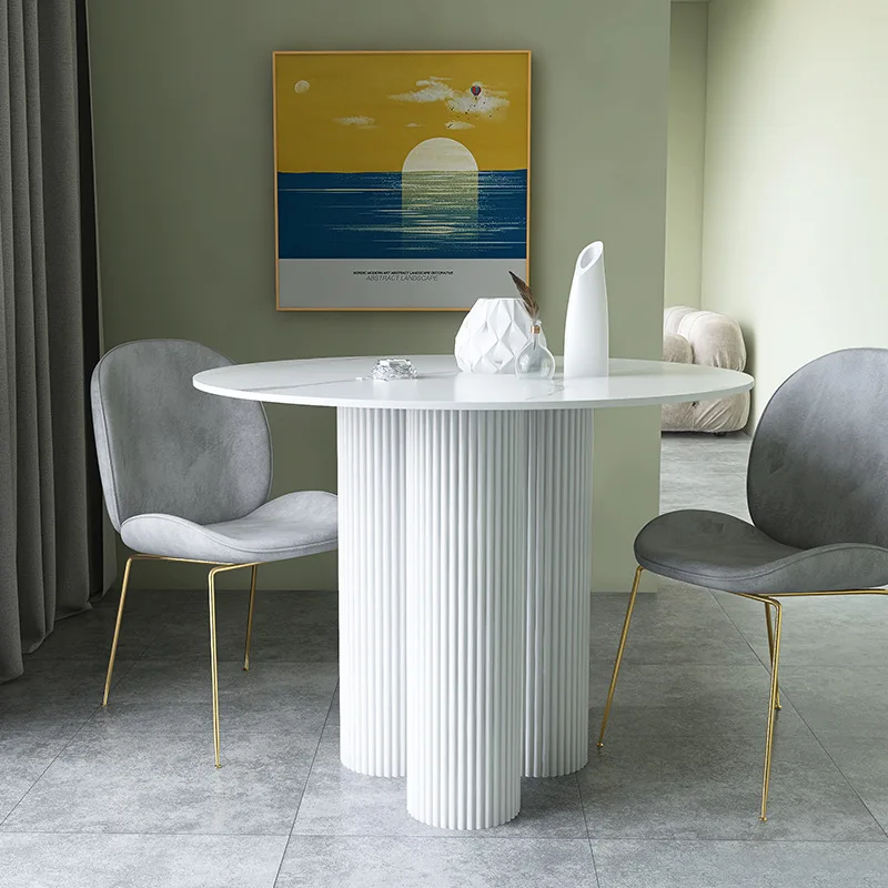 Slate dining table, round light luxury, Italian minimalist model room table, light luxury style