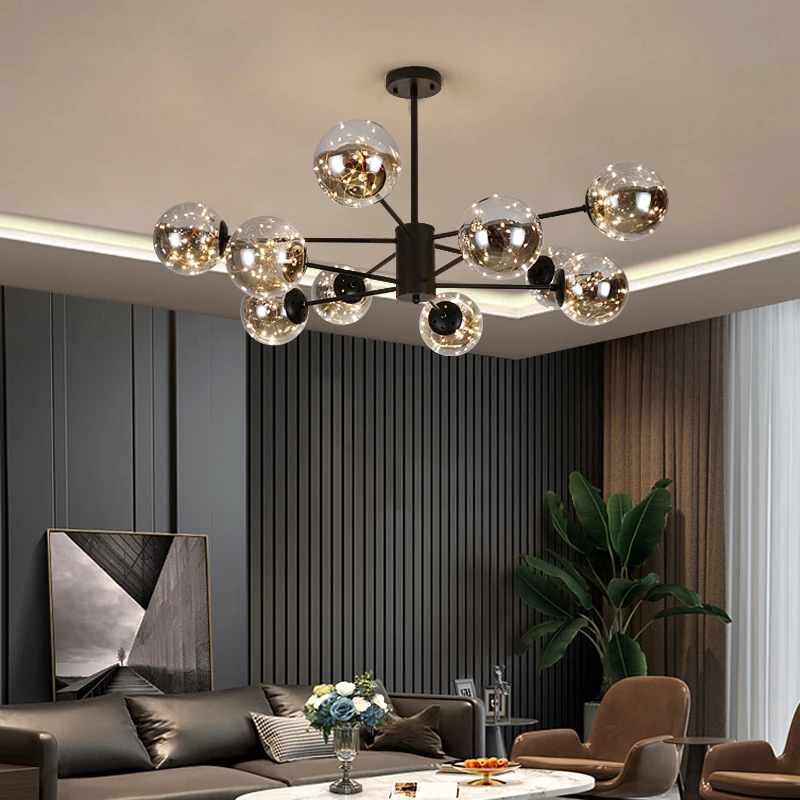 

Modern Glass Ball Ceiling Chandeliers LED Lamp Bedroom Living Room Restaurant Home Decoration Indoor Lighting E27 Pendant Lights