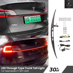 For Tesla Model 3 Y 2017-2023 LED Rear Trunk Tail Light Bar Modified Through Type Lamp Streamer Turn Signal Width Cross Tunning