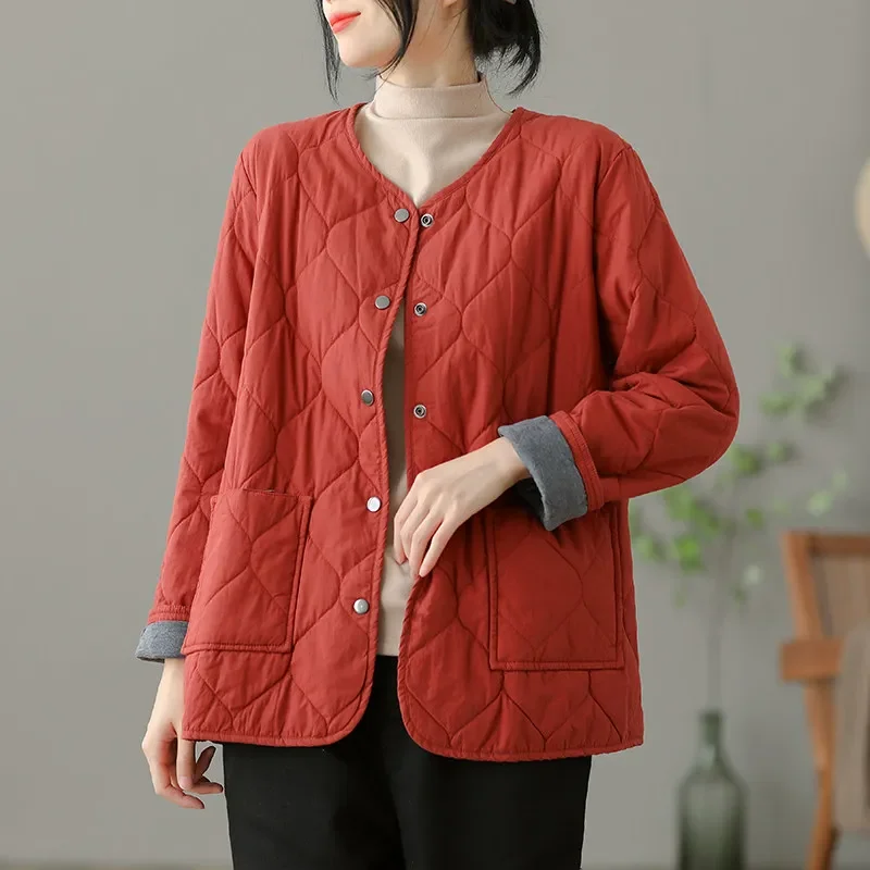 

Women's Mother Winter Light Cotton Coat 2025 New Korean Style Loose Plus Size Quilted Thick Jacket