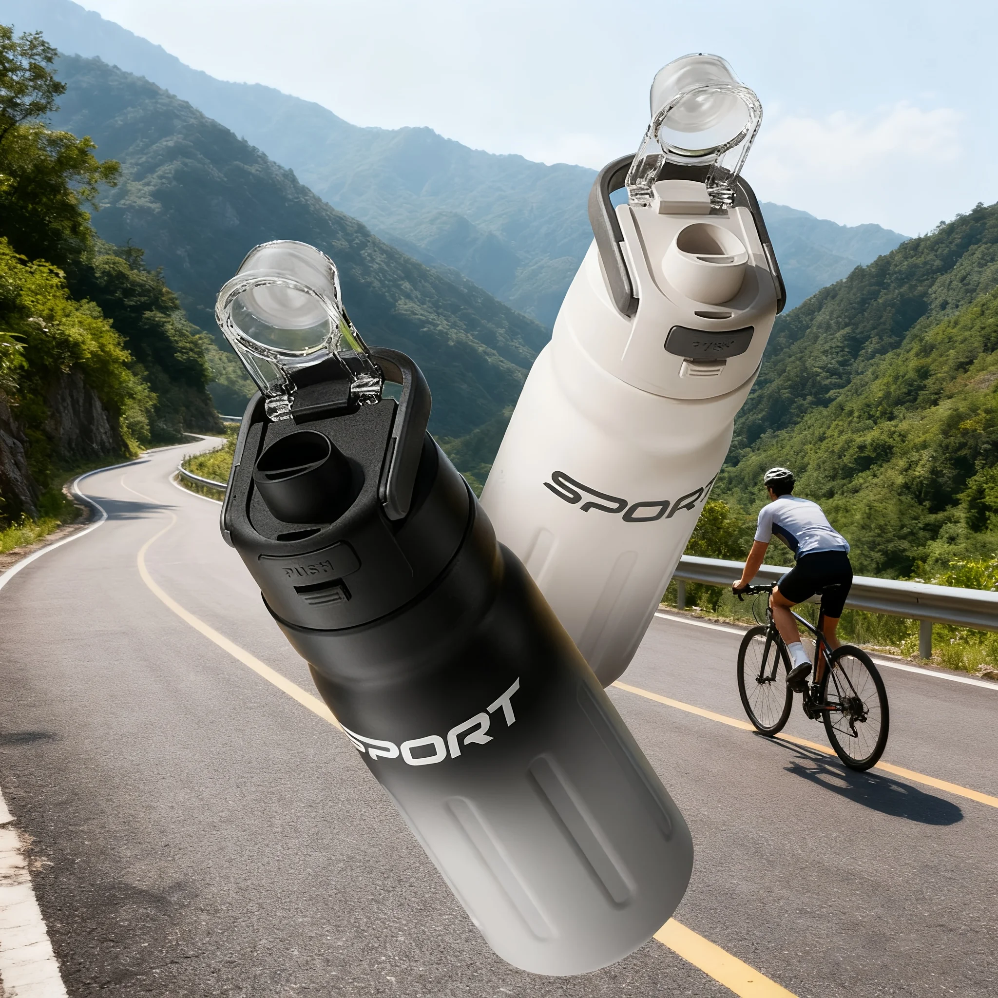 Insulated Bottle with Dual Lids, 2-in-1 Cup for Outdoor Activities & Sports, Stylish Design, Portable and Practical