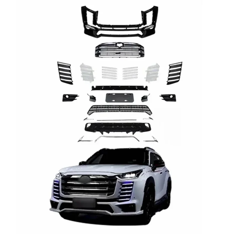 Auto Parts Body Kit Car Bumpers LC300 Style Modified Front Rear Bumper Kit for Toyota Highlander 2020 2021 2022 2023