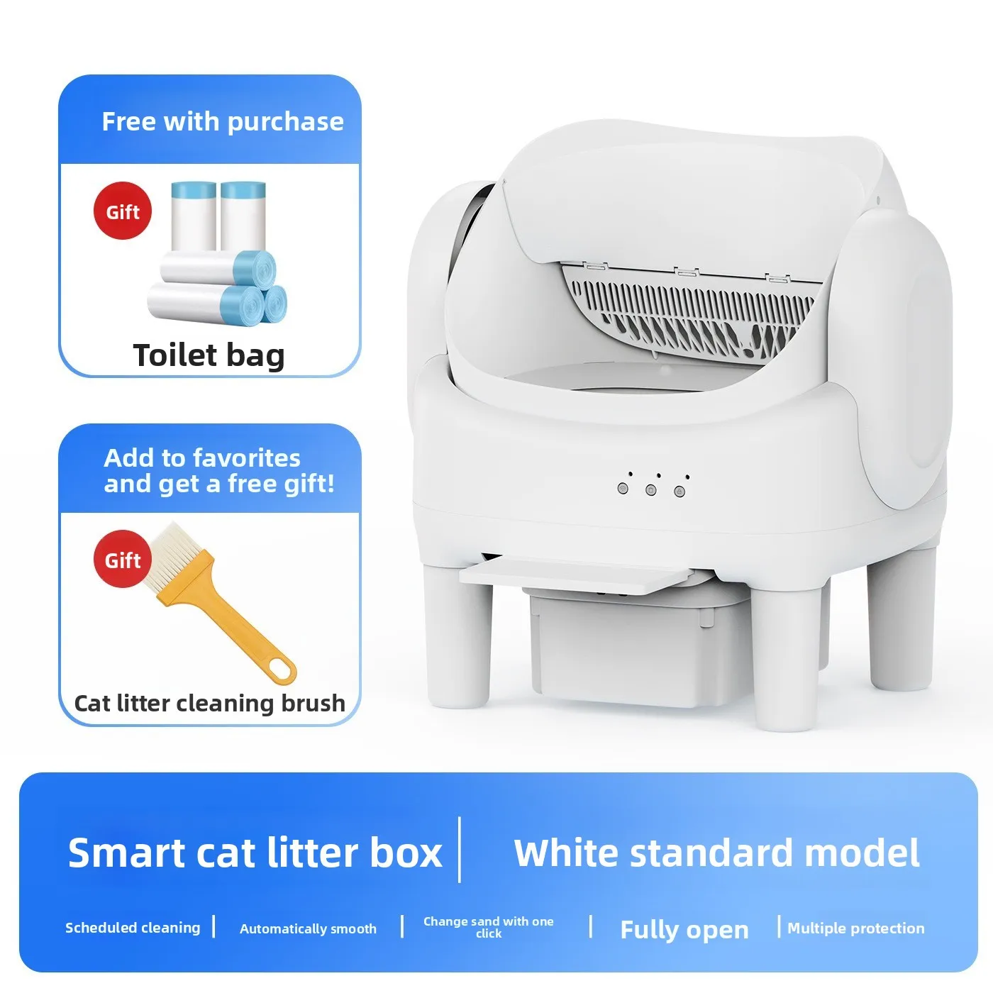 

Умный лоток для кошек с функцией дезодорации, большой емкости, из нержавеющей стали, с дистанционным управлением через приложение для автоматической очистки