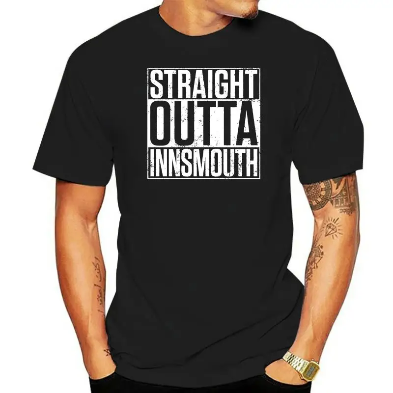 Hip Hop Cotton Men T Shirts Straight Outta Innsmouth T Shirt City Horror Arkham H. P. Cthulhu Fun Lovecraft