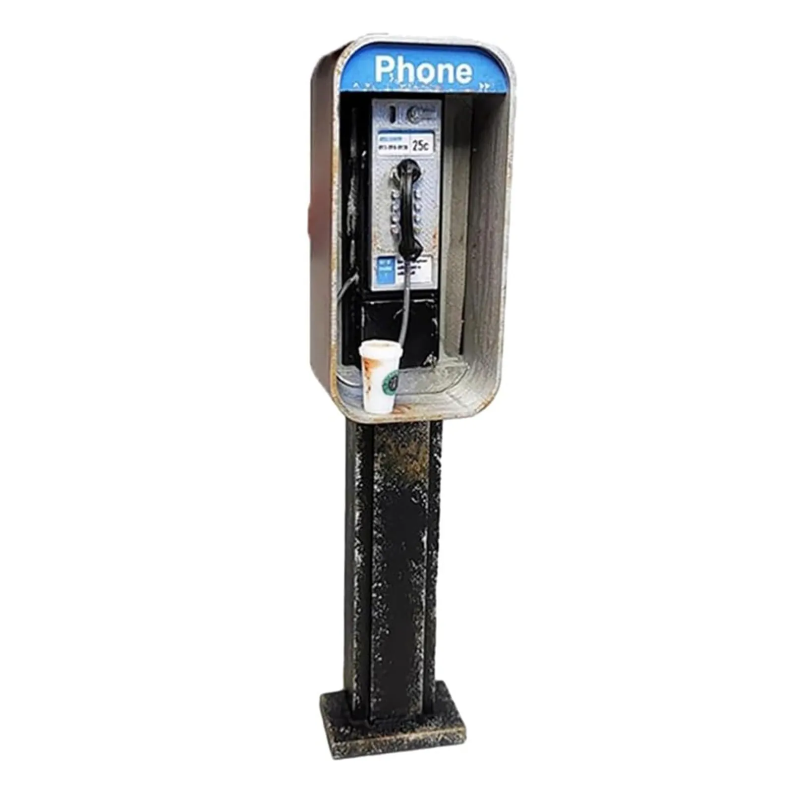 Handmade Miniature American Payphone In 1:12 Scale Vintage Miniature Payphone Booth Mailbox Model Decoration Miniature Dollhouse