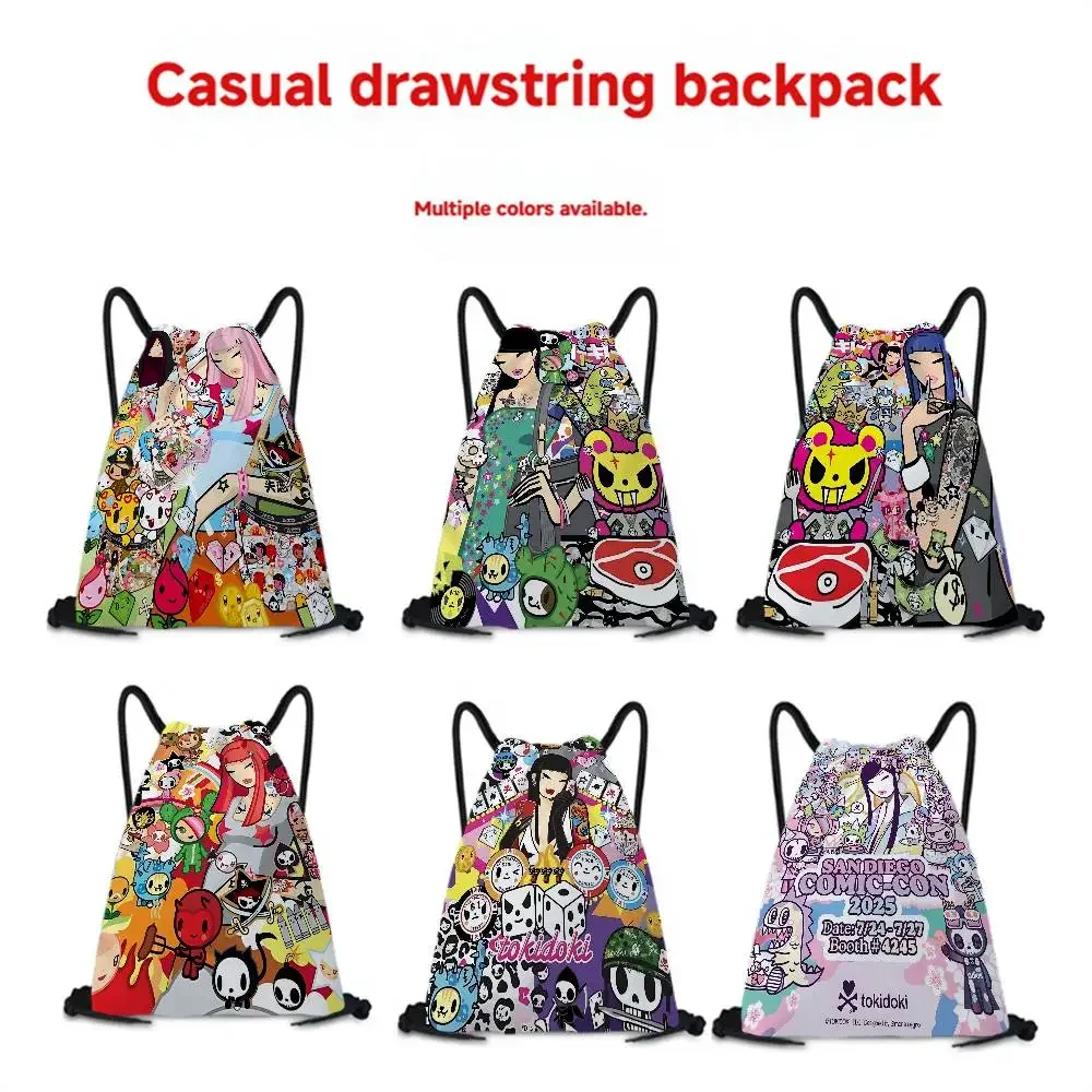 أزياء شعبية T-Tokidoki شعار شخصية الرباط على ظهره الرياضة حقيبة قاعة رياضة للنساء الرجال حقيبة التسوق #1
